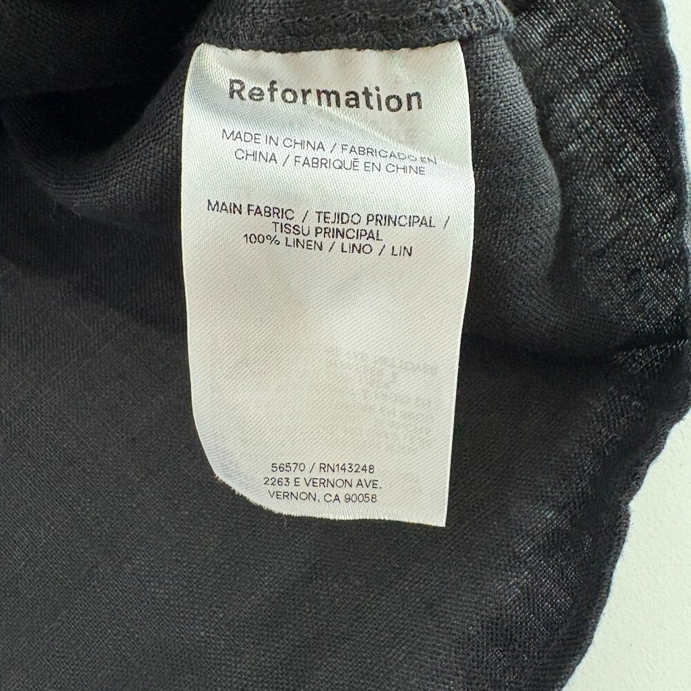 Reformation Lainey Linen Dress Size 12 Black White Mini Adjustable Straps - Picture 6 of 11